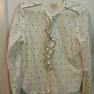 Sezane white blouse with thread dots Size 42
